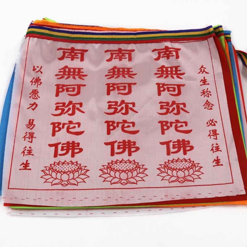 Buddha Stones Tibetan 7 Colors Windhorse Letter Auspicious Lotus Outdoor 21 Pcs Prayer Flag