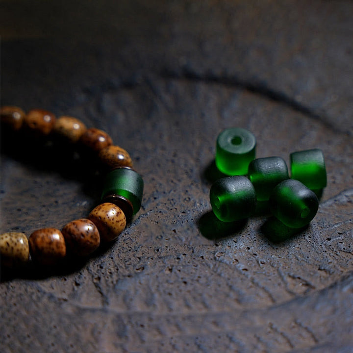 BWOOOH Tibetan Bodhi Seed Amber Dzi Bead Agate Zakiram Goddess of Wealth Beads Triple Wrap Bracelet