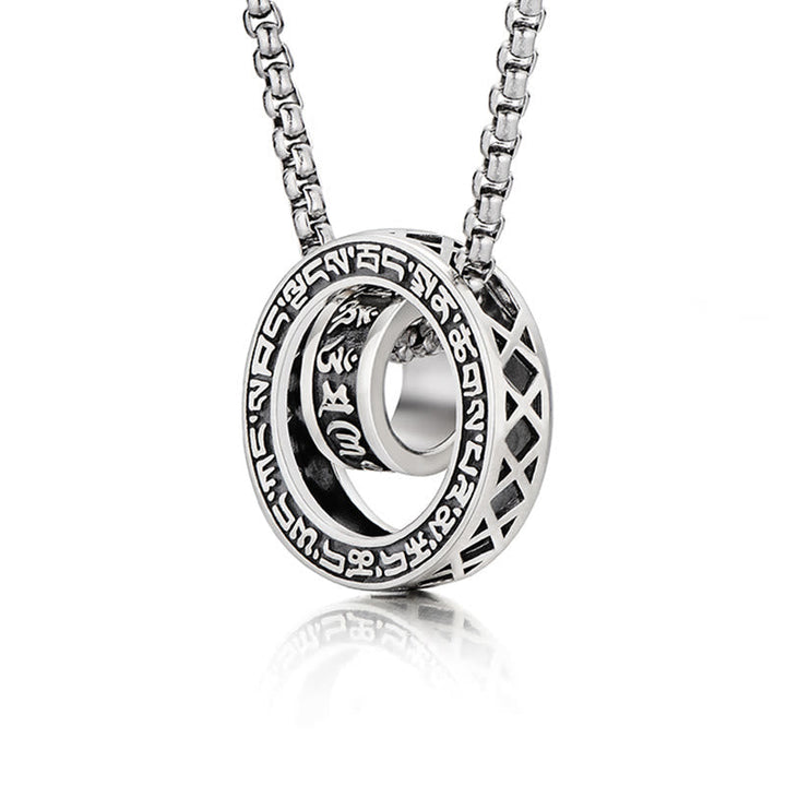 BWOOOH Tibetan Om Mani Padme Hum Carved Peace Purity Chain Necklace Pendant