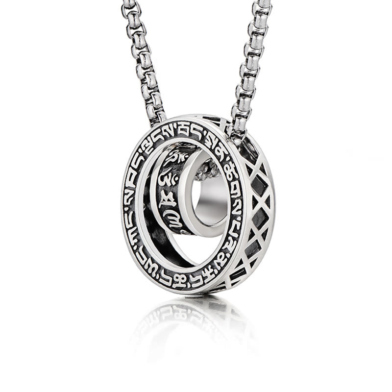 BWOOOH Tibetan Om Mani Padme Hum Carved Peace Purity Chain Necklace Pendant