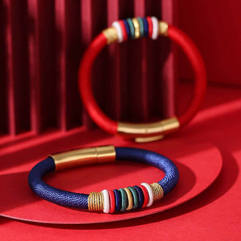 BWOOOH Tibetan Handmade Colorful King Kong Knot Five Elements Luck Braid String Bracele | spiritual healing bracelet