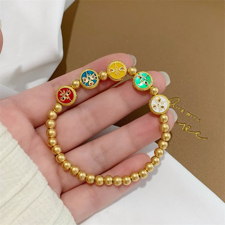 BWOOOH Tibetan Five God Of Wealth Copper Beads Luck Bracelet