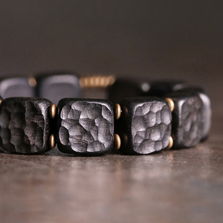 BWOOOH Retro Ebony Wood Texture Style Copper Peace Balance Bracelet