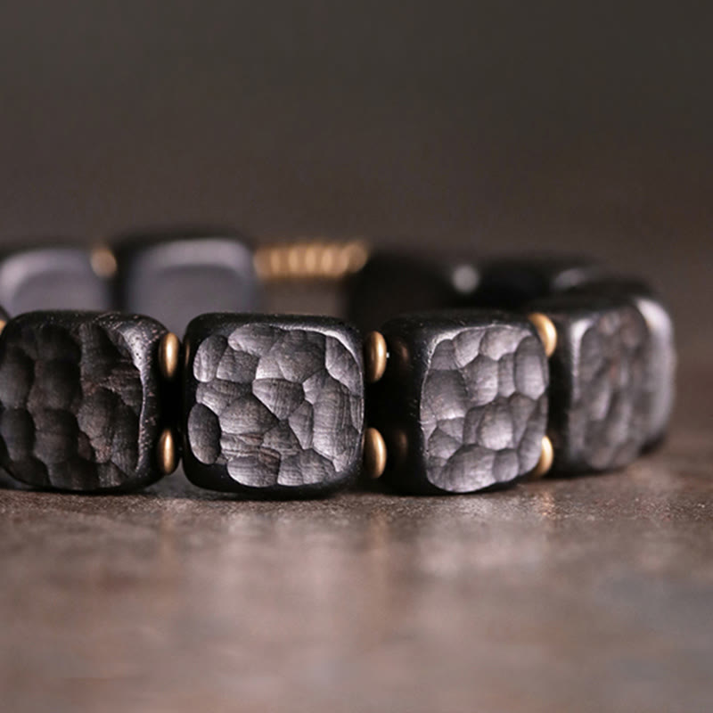 BWOOOH Retro Ebony Wood Texture Style Copper Peace Balance Bracelet