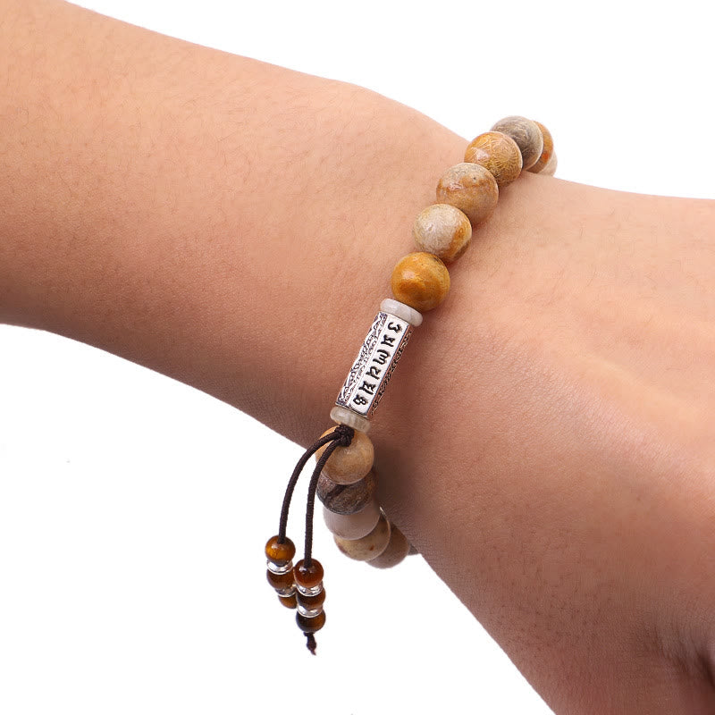 BWOOOH Weathered Stone Om Mani Padme Hum Strengthen Bracelet