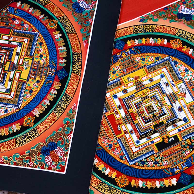 BWOOOH Tibetan thangka Buddhist painting - Tibetan Handmade Thangka Mandala Pa