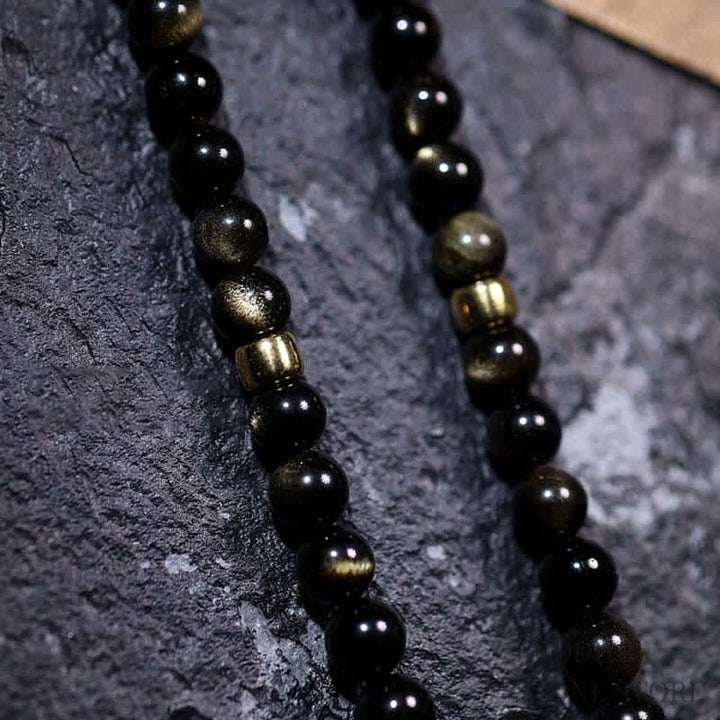 BWOOOH 108 Mala Beads Gold Sheen Obsidian Tiger Eye Eagle&