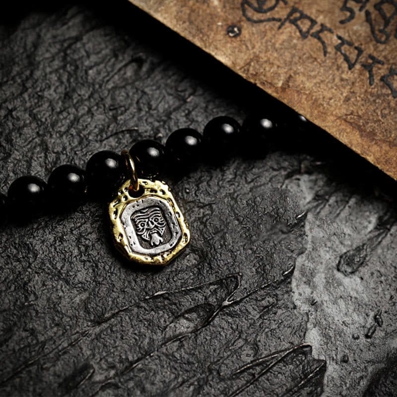 BWOOOH Tibetan 108 Mala Beads Black Onyx Tiger Eye Nine Palaces Bagua Protection Bracelet