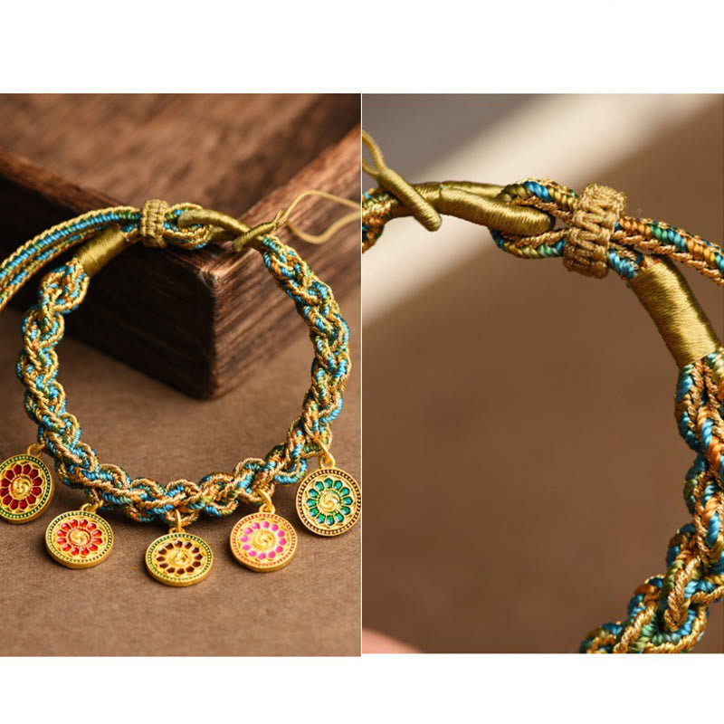 BWOOOH Tibetan Five God Of Wealth Luck Handcrafted Braid String Bracelet