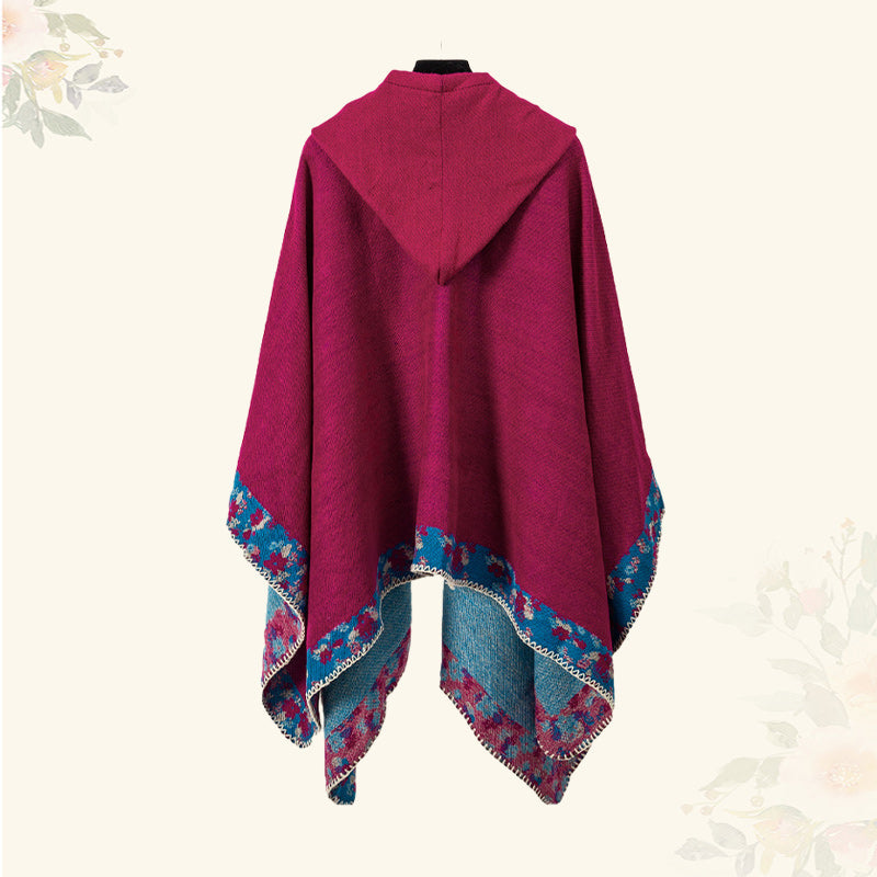 BWOOOH Tibetan Shawl Border Small Floral Flower Hooded Cl