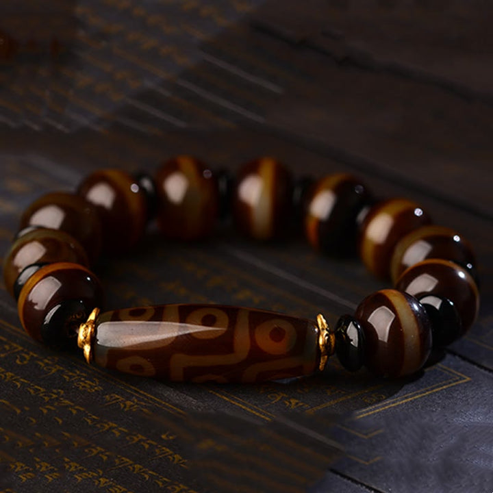 BWOOOH Tibetan Natural Nine-Eye Dzi Bead Agate Wealth Blessings Bracelet  -  Dzi Tibetan bracelet for spiritual healing and ...