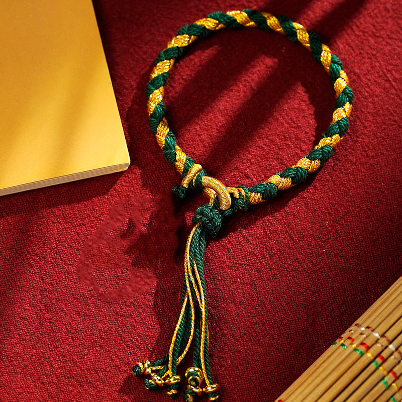 BWOOOH Handmade Tibetan Five God Of Wealth Dragon Scale Rope Luck Braid Bracelet