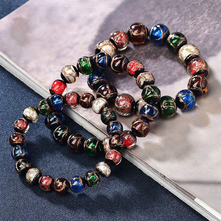 BWOOOH Colorful Liuli Glass Bead Luck Bracelet