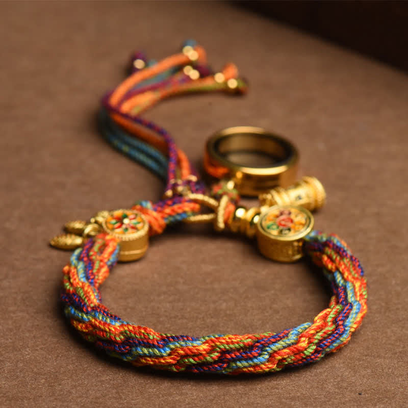 BWOOOH Tibetan Om Mani Padme Hum Dreamcatcher Luck Colorful Reincarnation Knot String Bracelet