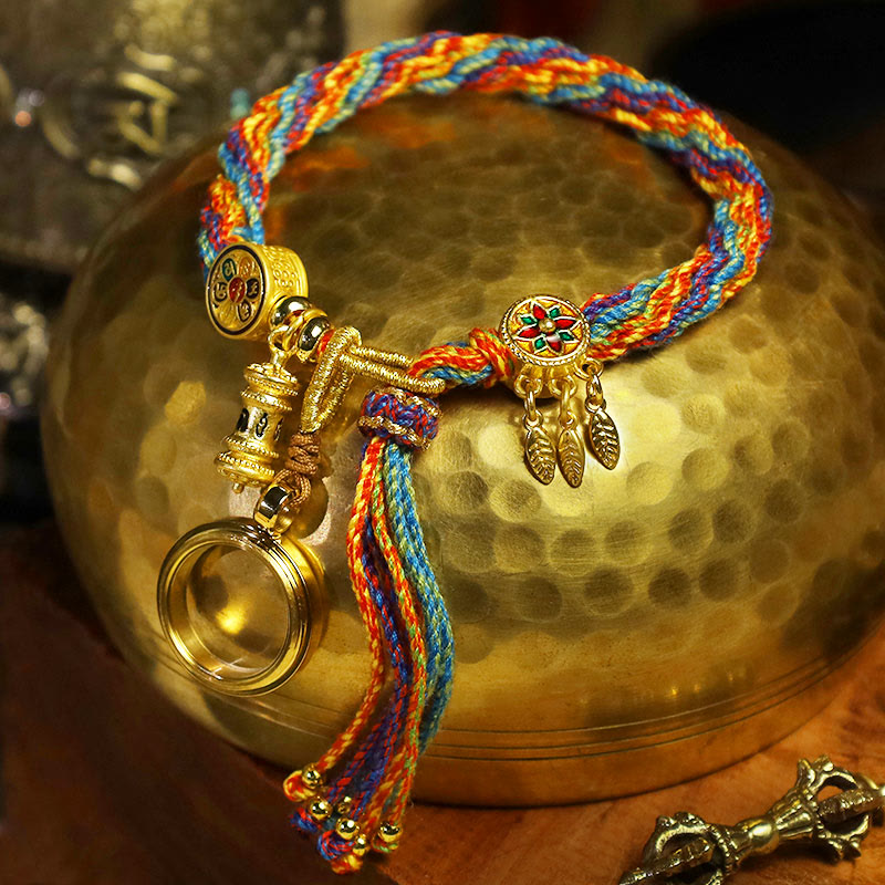 BWOOOH Tibetan Om Mani Padme Hum Dreamcatcher Luck Colorful Reincarnation Knot String Bracelet