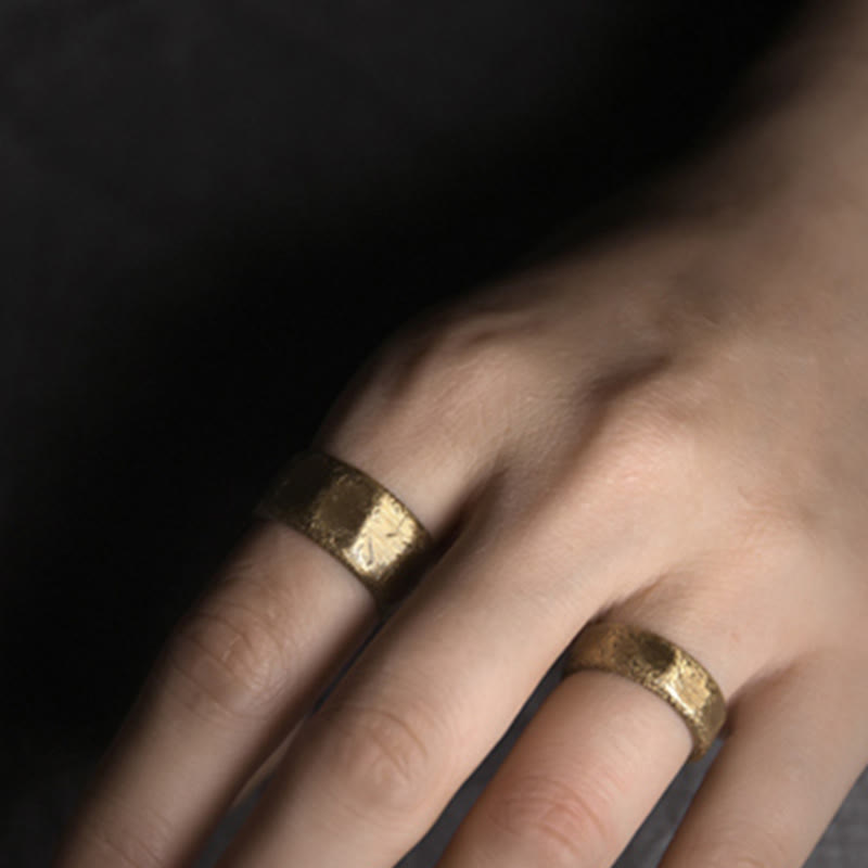 BWOOOH Tibetan Simple Design Copper Brass Frosted Wealth Ring