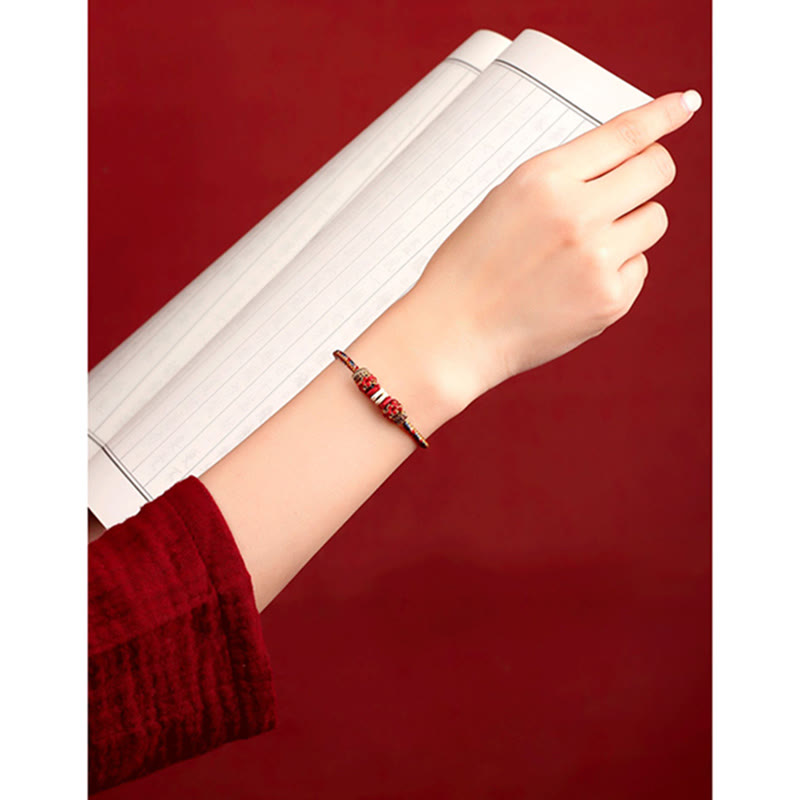 BWOOOH Handmade Dunhuang Color Luck Braid String Bracelet