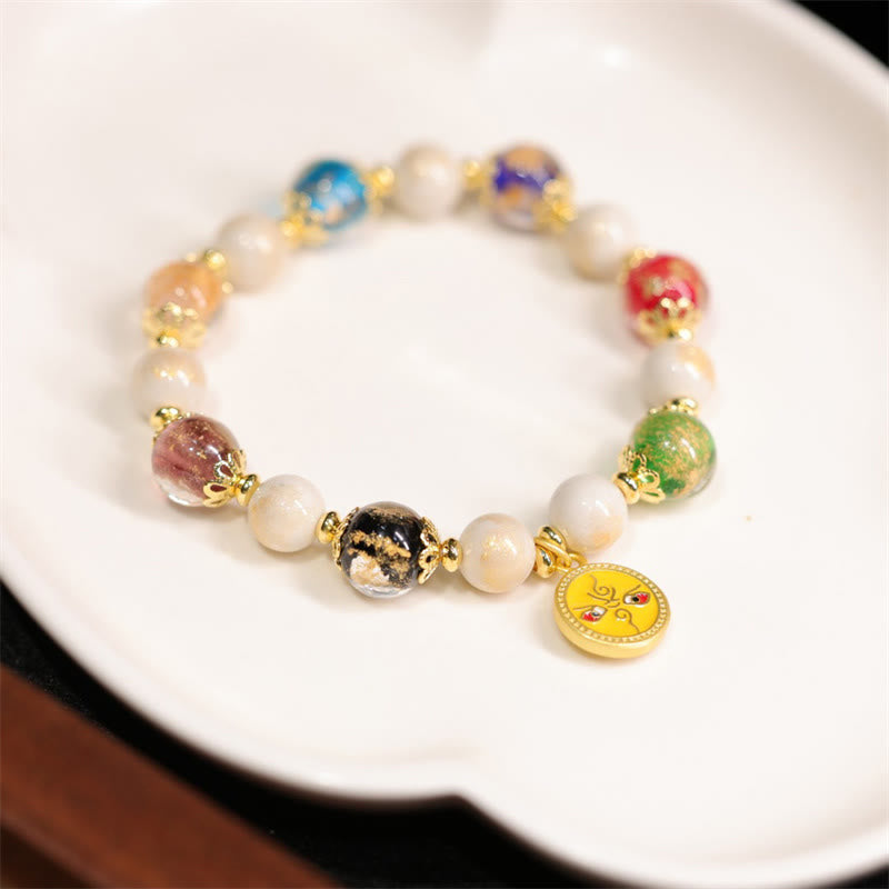 BWOOOH Tibetan Five God Of Wealth Fortune Liuli Glass Bead Incense Ash Porcelain Bead Charm Bracelet