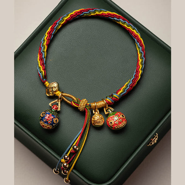 BWOOOH Gold Swallowing Beast Family Luck Reincarnation Knot Colorful String Bracelet