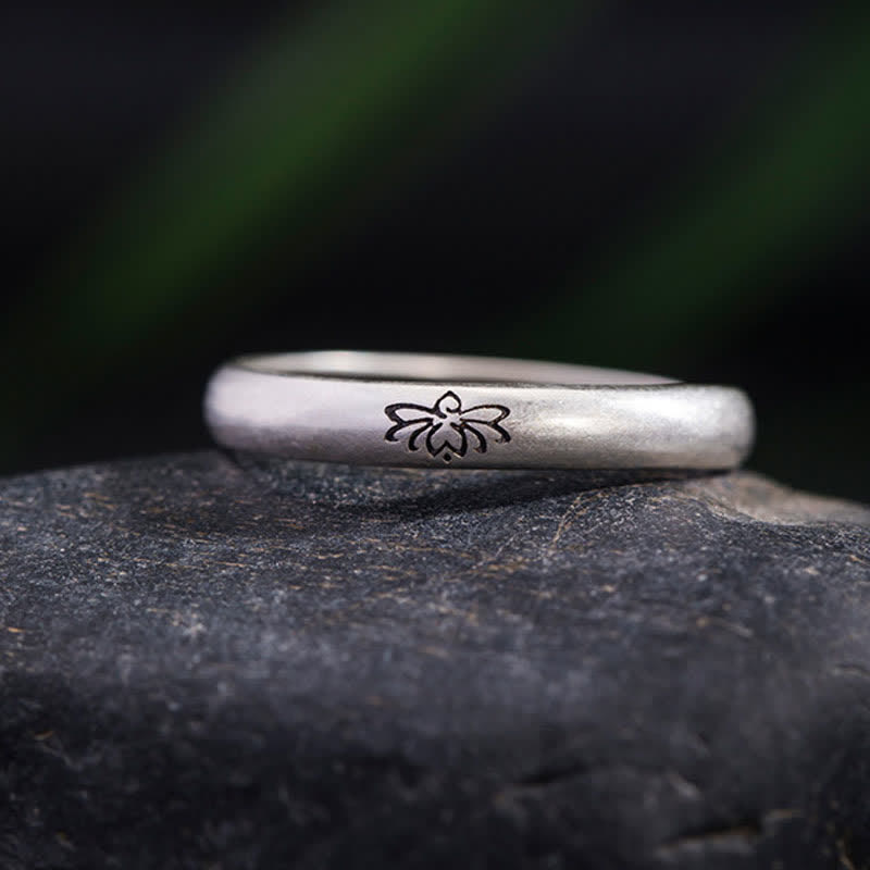 BWOOOH 925 Sterling Silver Lotus Flower Enlightenment Ring