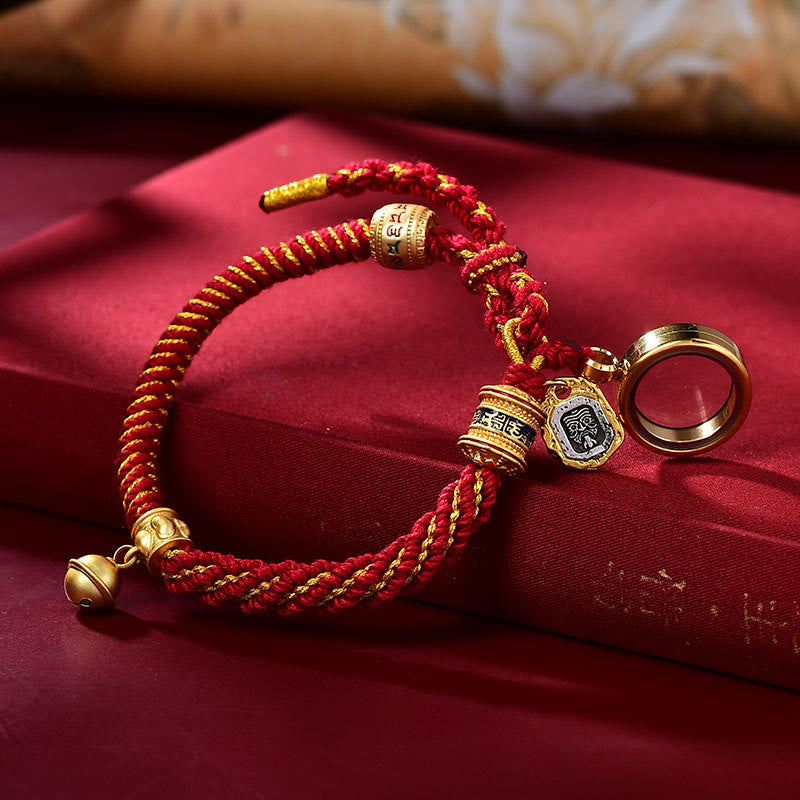 BWOOOH Tibetan Om Mani Padme Hum Carved Zakiram Goddess of Wealth Charm Amulet Bracelet