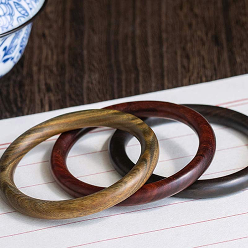 BWOOOH Tibetan Small Leaf Red Sandalwood Ebony Green Sandalwood Protection Bracelet Bangle
