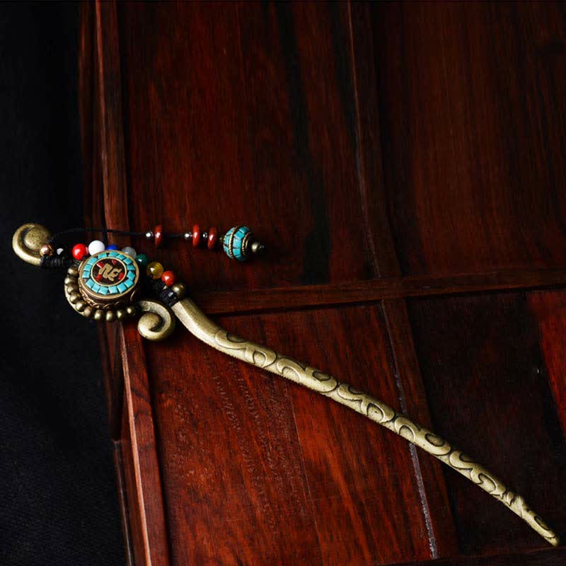 BWOOOH Tibetan Turquoise Agate Protection Hairpin Decorat