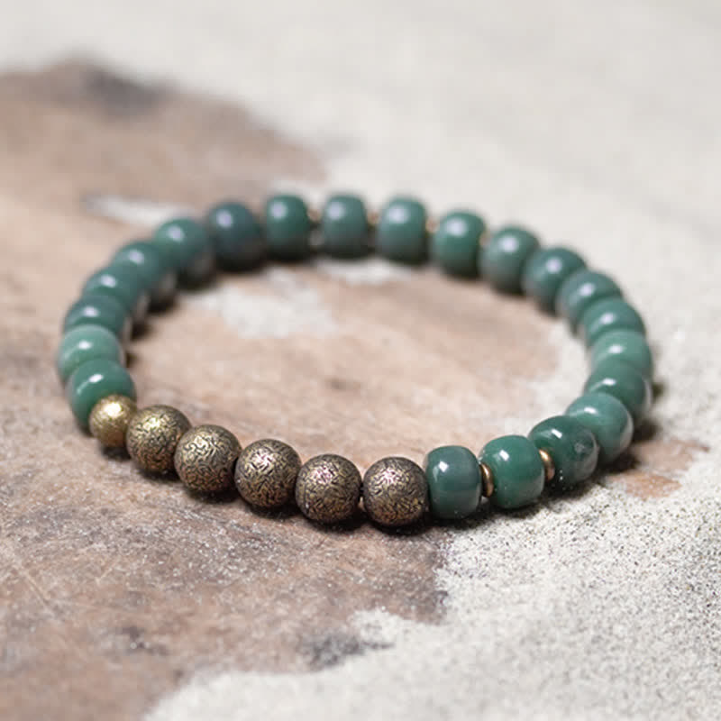 BWOOOH Tibetan Cyan Bodhi Seed Copper Success Bracelet | natural stone spiritual bracelet for healing and mindful living