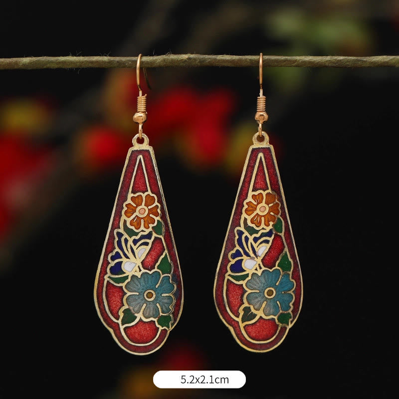 BWOOOH Lotus Butterfly Flower Alloy Copper Enlightenment Drop Earrings