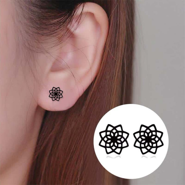 BWOOOH Tibetan Lotus Pattern New Beginning Stud Earrings