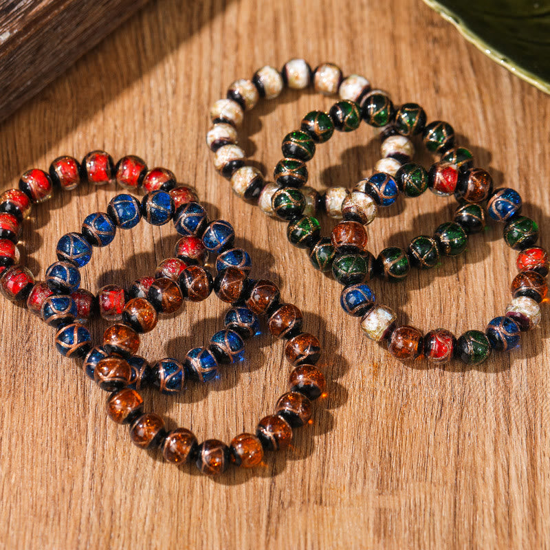 BWOOOH Tibetan Classic Liuli Glass Bead Luck Wealth Bracelet