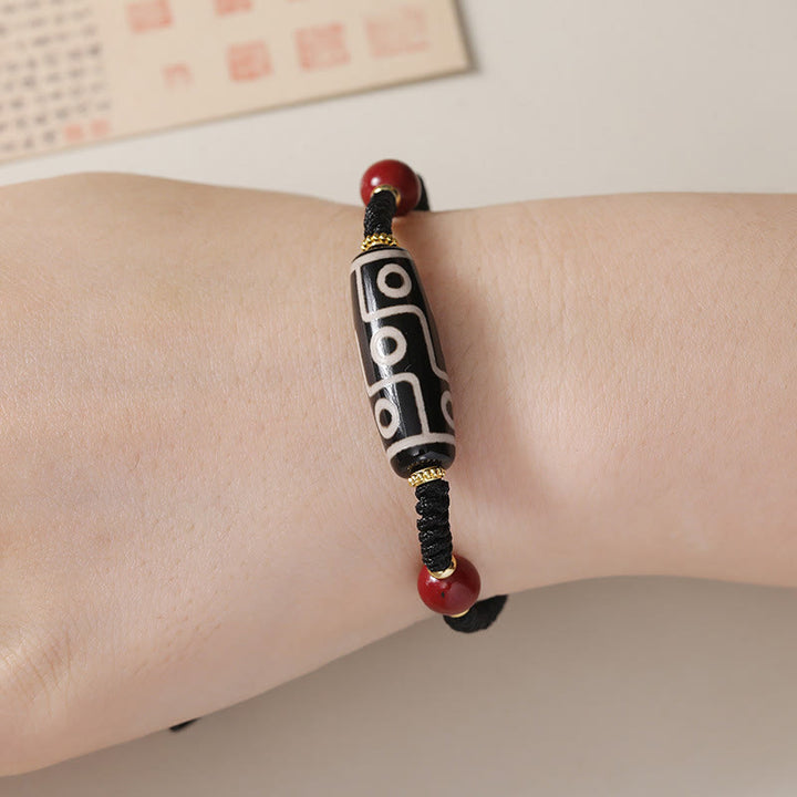 BWOOOH Handcrafted Tibetan Nine-eye Dzi Bead Protection Bracelet