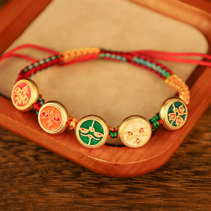 BWOOOH Tibetan Five God Of Wealth Colorful Rope Braided Luck Bracelet