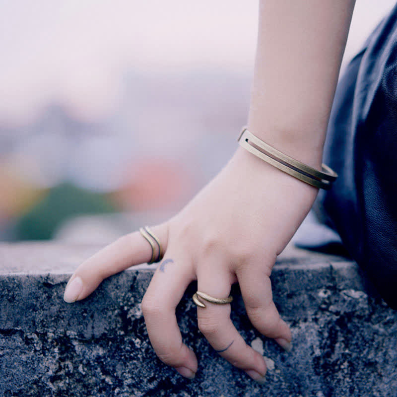 BWOOOH Rustic Copper Luck Viking Cuff Bracelet