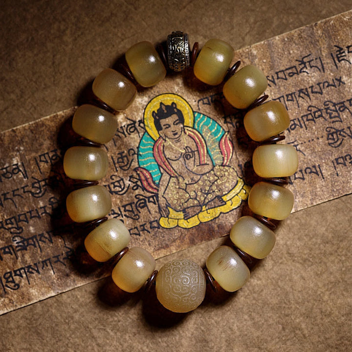 BWOOOH Handmade Tibetan Sheep Horn Om Mani Padme Hum Auspiciousness Bracelet