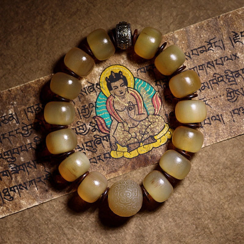 BWOOOH Handmade Tibetan Sheep Horn Om Mani Padme Hum Auspiciousness Bracelet