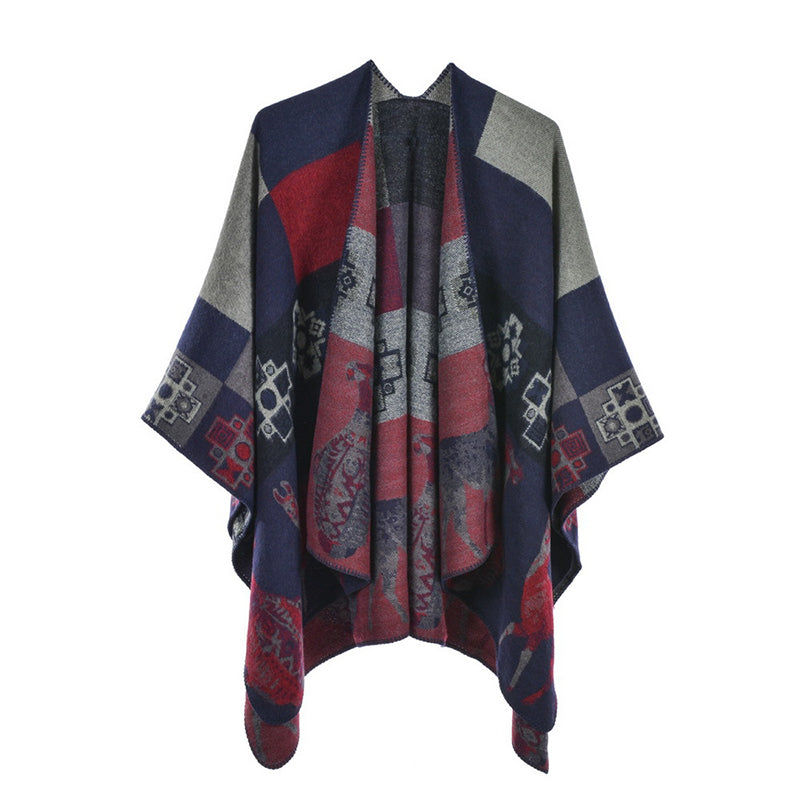 BWOOOH Tibetan Shawl Deer Vase Geometric Shapes Winter Co