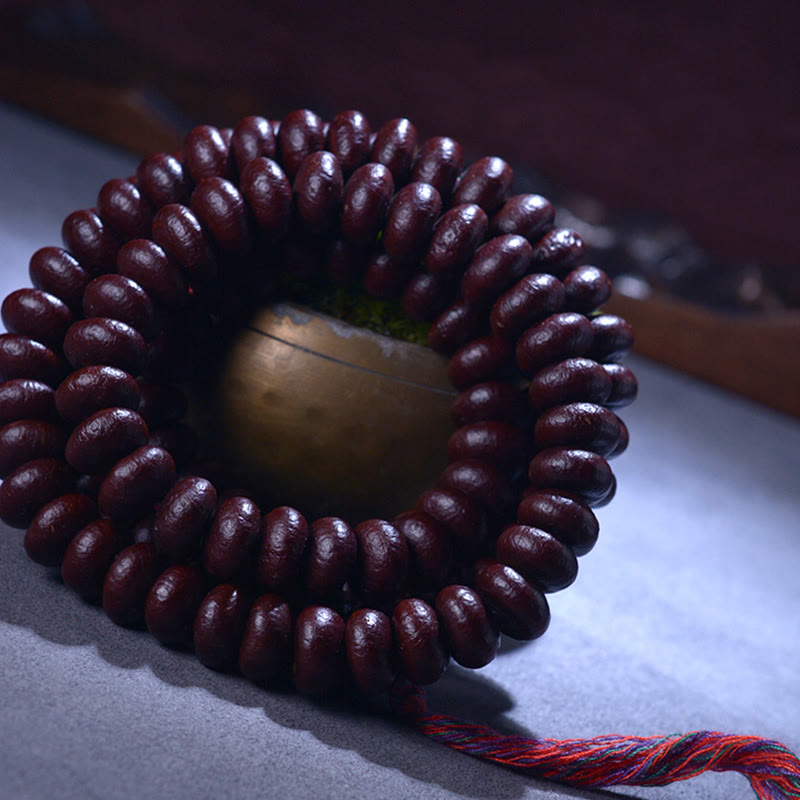 BWOOOH Natural Tibet 108 Mala Beads Purple Bodhi Seed Wealth Bracelet