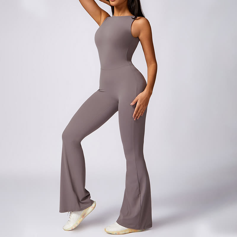 BWOOOH printed yoga pants - Women Casual Sleeveless Jumpsuit Flare P