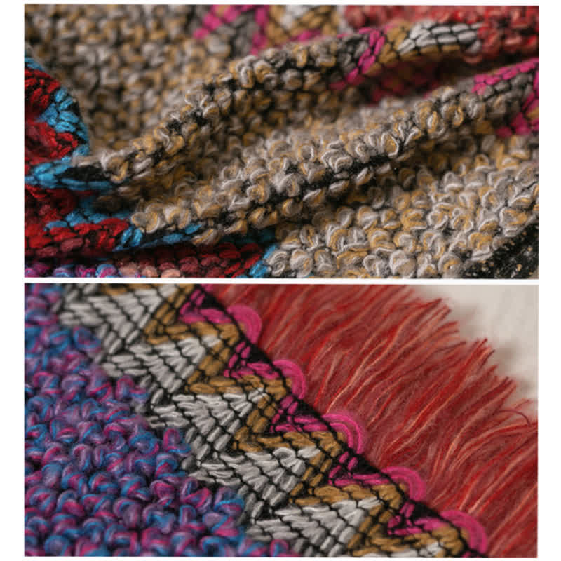 BWOOOH Tibetan Shawl Warm Cloak Tibetan Tassel Scarf