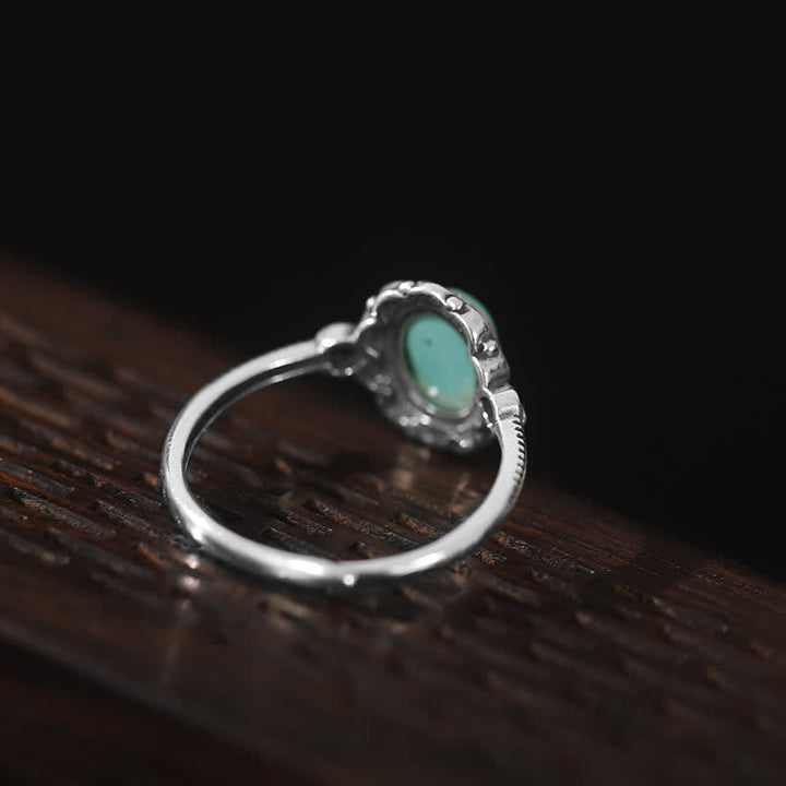 BWOOOH 925 Sterling Silver Tibetan Turquoise Red Agate Protection Ring