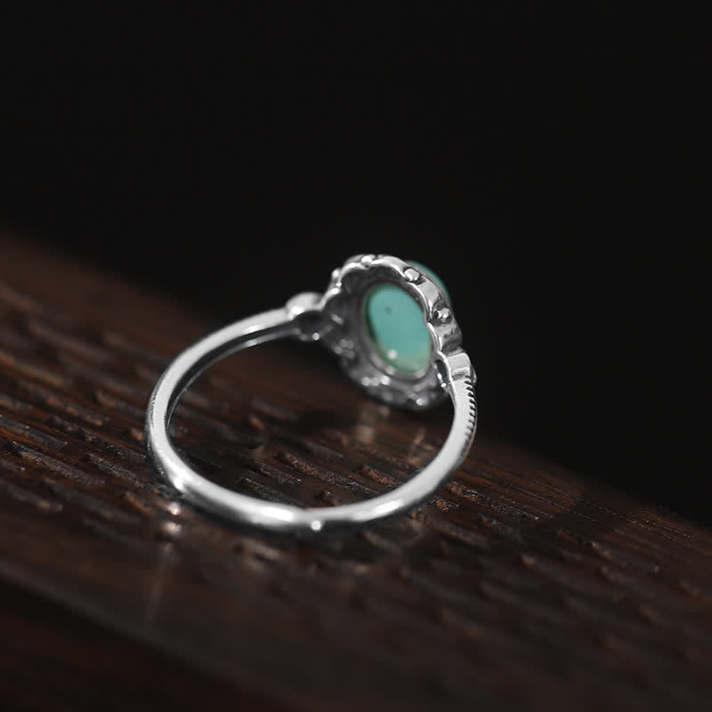 BWOOOH 925 Sterling Silver Tibetan Turquoise Red Agate Protection Ring