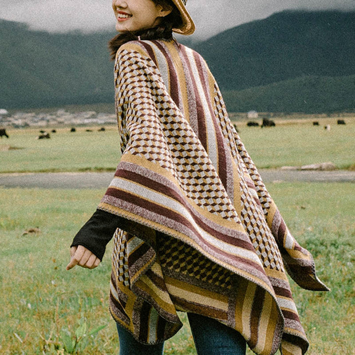 BWOOOH Tibetan Shawl Classic Pattern Winter Cozy Warm Tra
