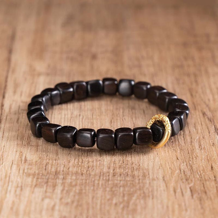 BWOOOH Tibetan Ebony Wood Dzi Bead Balance Calm Bracelet