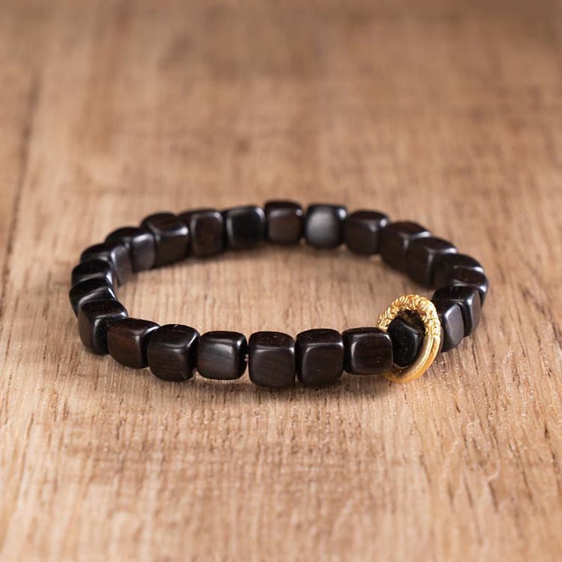 BWOOOH Tibetan Ebony Wood Dzi Bead Balance Calm Bracelet