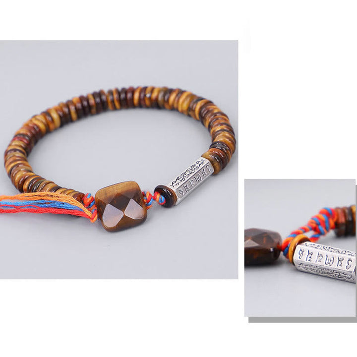 BWOOOH Tibetan Tiger Eye Om Mani Padme Hum Protection Power Bracelet