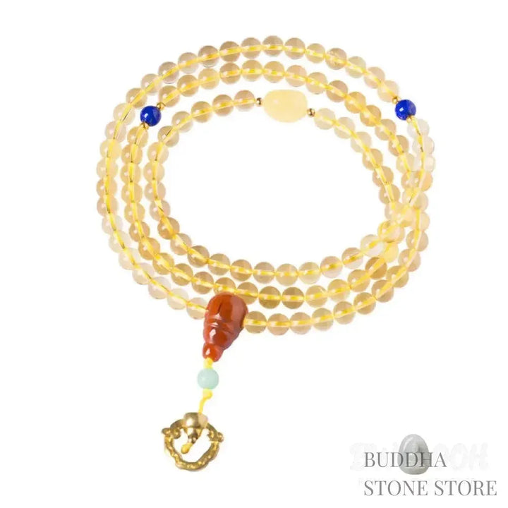 BWOOOH 925 Sterling Silver 108 Mala Beads bracelet, featuring polished 6mm and 8mm natural Citrine, Red Agate, and Amber, with sterling silver accents on a premium elastic string, designed for meditation and spiritual well-being. - View 15