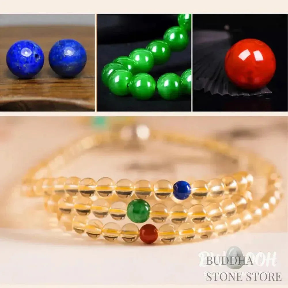 BWOOOH 925 Sterling Silver 108 Mala Beads bracelet, featuring polished 6mm and 8mm natural Citrine, Red Agate, and Amber, with sterling silver accents on a premium elastic string, designed for meditation and spiritual well-being. - View 26
