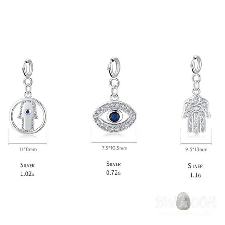 BWOOOH 925 Sterling Silver Evil Eye Hamsa Symbol Prosperity Pendant Necklace - View 10