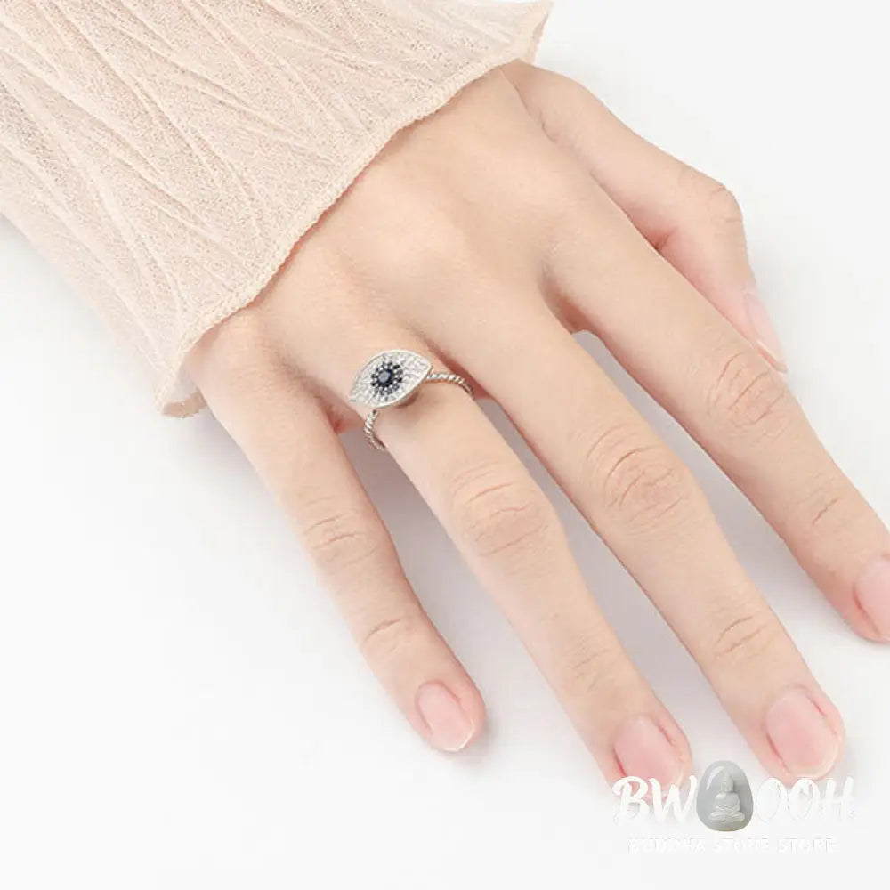 BWOOOH 925 Sterling Silver Evil Eye Protection Blessing Ring detail - View 5